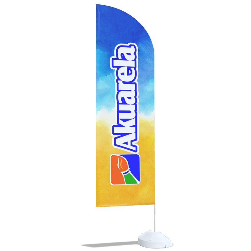 Wind Banner Personalizado Completo - Kit com Haste, Base e Bandeira Dupla Face