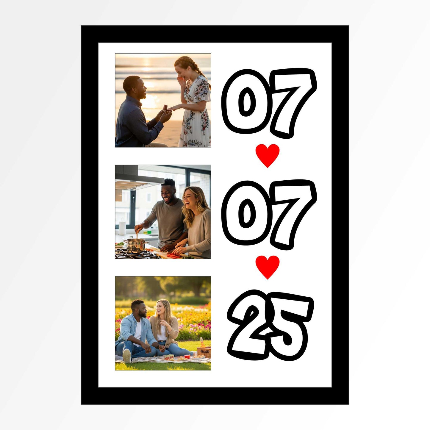 Quadro de Parede Personalizado com 5 Fotos - Crie sua Montagem de Momentos