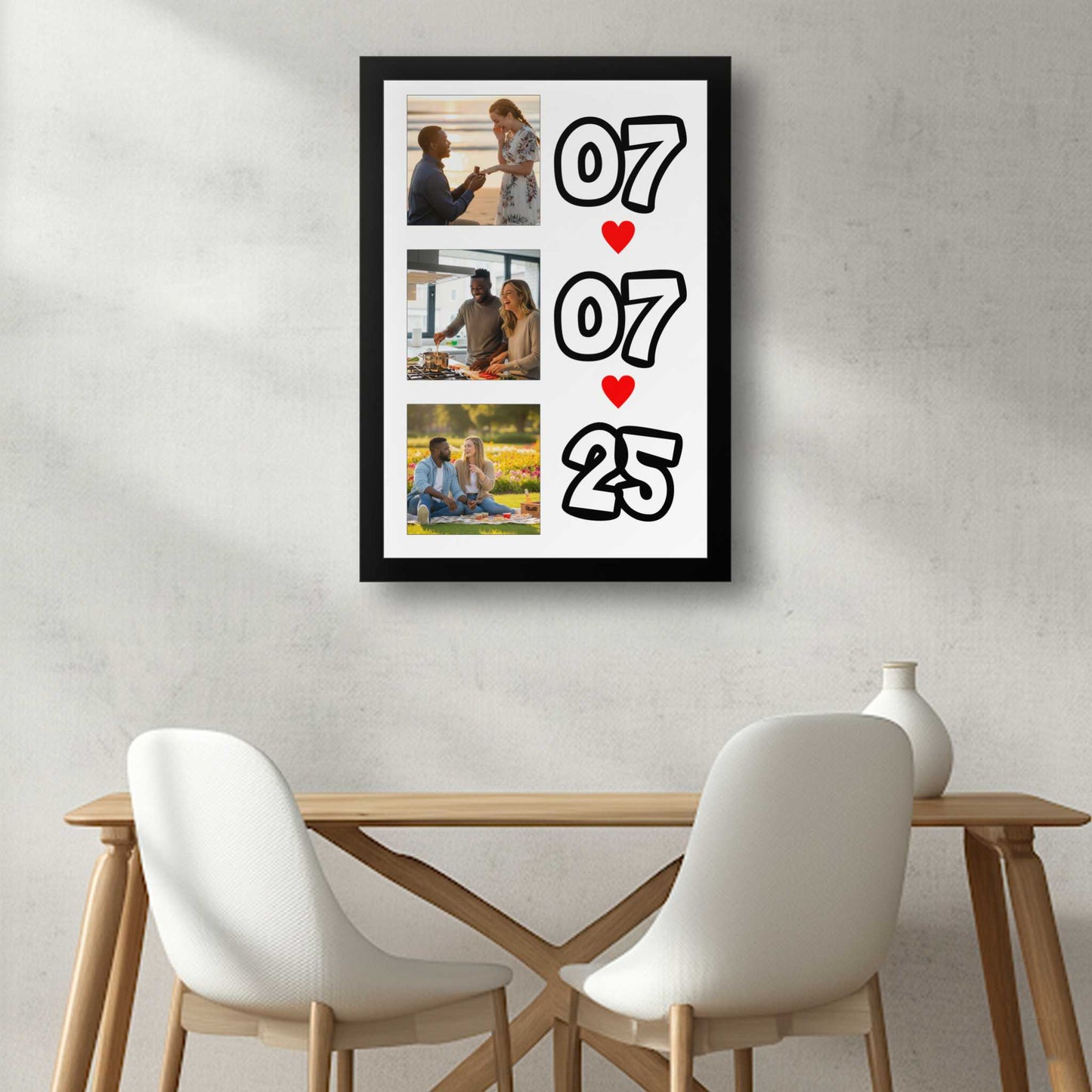 Quadro de Parede Personalizado com 5 Fotos - Crie sua Montagem de Momentos
