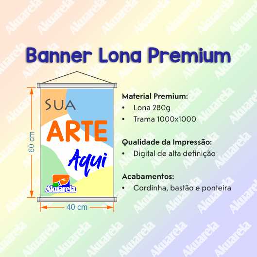 Banner em Lona Premium 280g Personalizado - Trama 1000x1000 com Bastão e Corda
