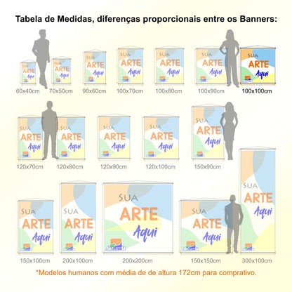 Banner em Lona Premium 280g Personalizado - Trama 1000x1000 com Bastão e Corda