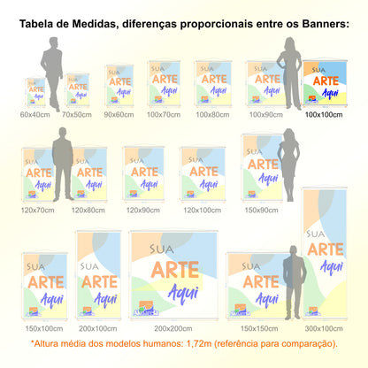 Banner em Lona Premium 280g Personalizado - Trama 1000x1000 com Bastão e Corda