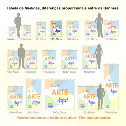 Banner em Lona Premium 280g Personalizado - Trama 1000x1000 com Bastão e Corda