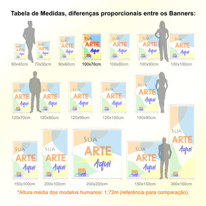 Banner em Lona Premium 280g Personalizado - Trama 1000x1000 com Bastão e Corda