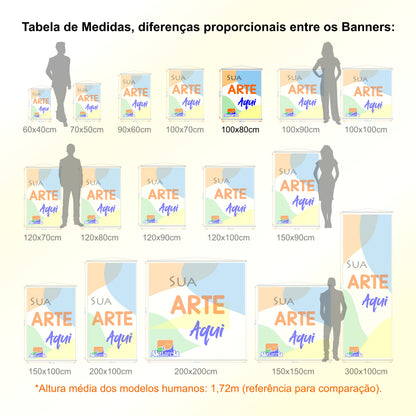 Banner em Lona Premium 280g Personalizado - Trama 1000x1000 com Bastão e Corda