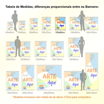 Banner em Lona Premium 280g Personalizado - Trama 1000x1000 com Bastão e Corda