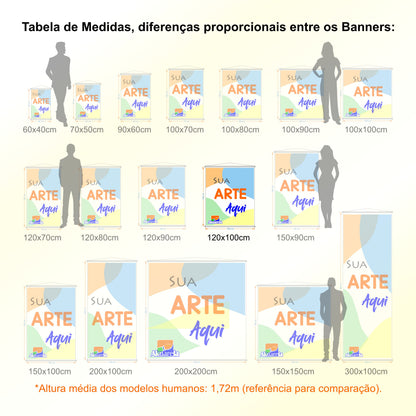 Banner em Lona Premium 280g Personalizado - Trama 1000x1000 com Bastão e Corda