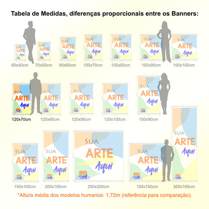 Banner em Lona Premium 280g Personalizado - Trama 1000x1000 com Bastão e Corda