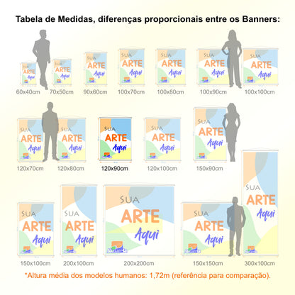 Banner em Lona Premium 280g Personalizado - Trama 1000x1000 com Bastão e Corda