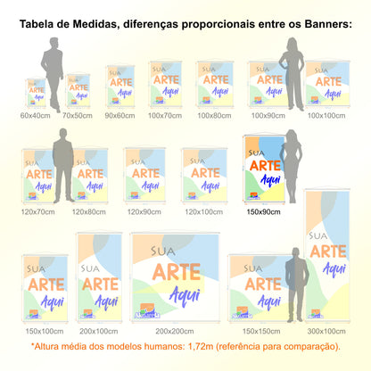 Banner em Lona Premium 280g Personalizado - Trama 1000x1000 com Bastão e Corda