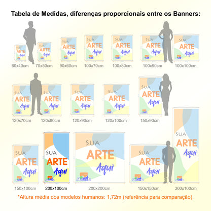 Banner em Lona Premium 280g Personalizado - Trama 1000x1000 com Bastão e Corda