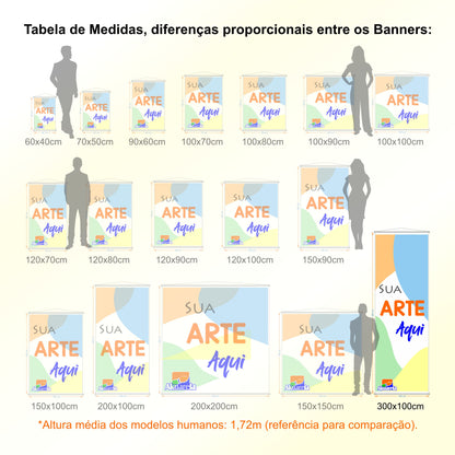 Banner em Lona Premium 280g Personalizado - Trama 1000x1000 com Bastão e Corda