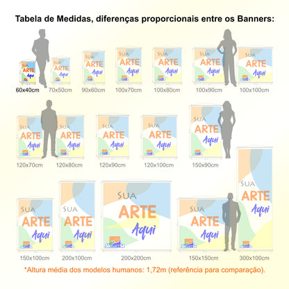 Banner em Lona Premium 280g Personalizado - Trama 1000x1000 com Bastão e Corda