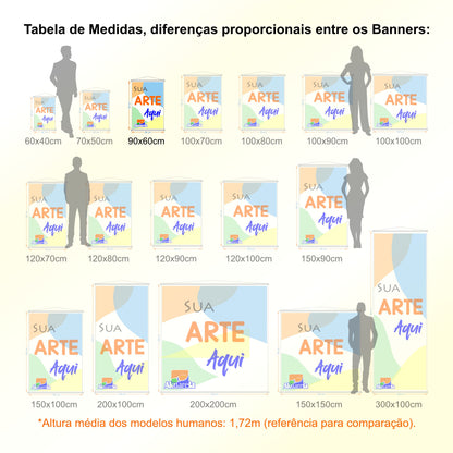 Banner em Lona Premium 280g Personalizado - Trama 1000x1000 com Bastão e Corda