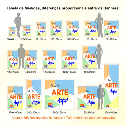Banner em Lona Premium 280g Personalizado - Trama 1000x1000 com Bastão e Corda