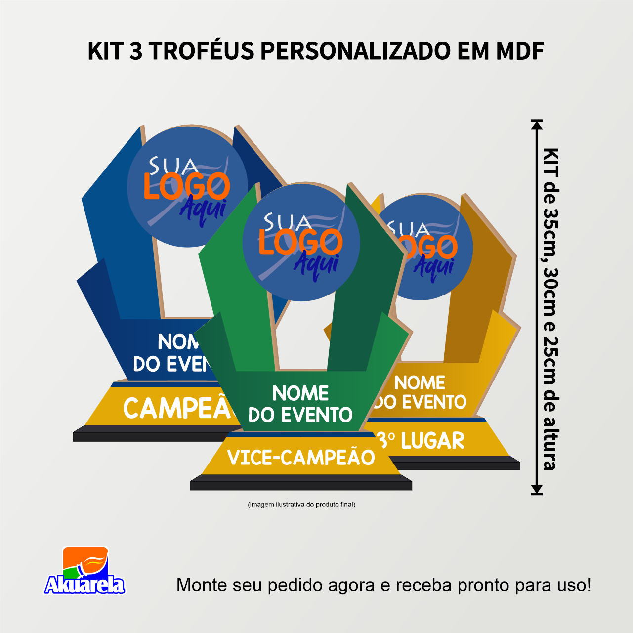 Troféu Personalizado em MDF - Ideal para Premiações e Eventos