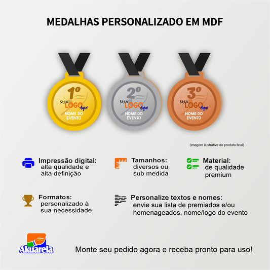 Medalha Personalizada em MDF ou Acrílico - Ideal para Eventos e Premiações Esportivas