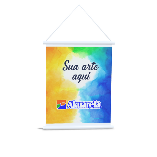 Banner em Lona Personalizado - Impressão de Alta Qualidade com Bastão e Corda