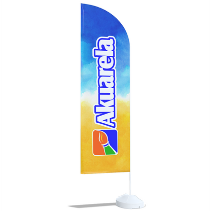 Wind Banner Personalizado Completo - Kit com Haste, Base e Bandeira Dupla Face