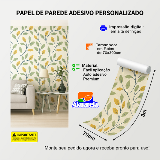 Papel de Parede Adesivo Personalizado - Rolo 3m x 70cm - Decoração Exclusiva