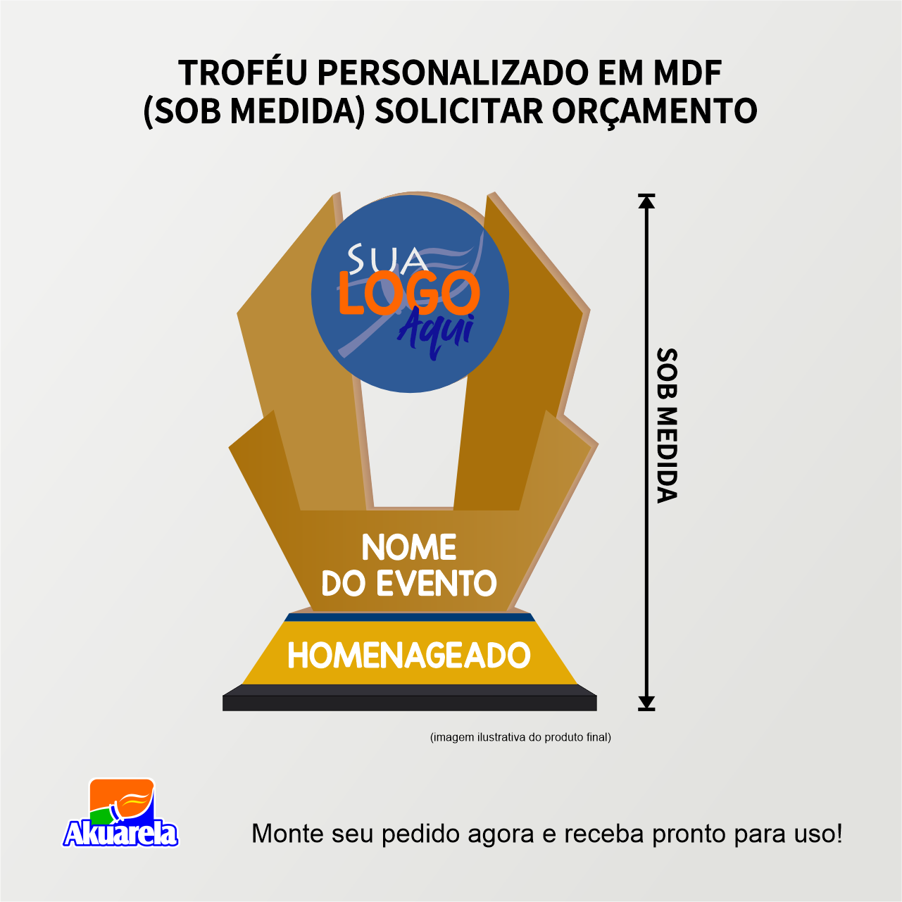Troféu Personalizado em MDF - Ideal para Premiações e Eventos